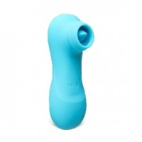 Vibrating & Sucking Vibrator with Tongue, 12-Speed, Medical Grade Silicone, Waterproof, Rechargeable, LIGHT BLUE